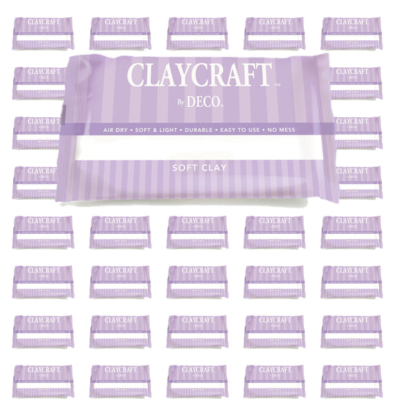 Experience the vibrant creativity of CLAYCRAFT™ by DECO® Soft Clay, available in 6 stunning colors! This unique, non-toxic clay is designed to be lightweight, smooth, and incredibly pliable, making it perfect for all your crafting needs. Best of all, it air dries to a firm consistency in just 24 hours—no baking required. Elevate your projects with the ease and versatility of CLAYCRAFT™ by DECO® Soft Clay!
