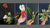 Four-panel collage showing a clay floral arrangement, colorful anthuriums, pink torch ginger buds, and variegated Song of India foliage.